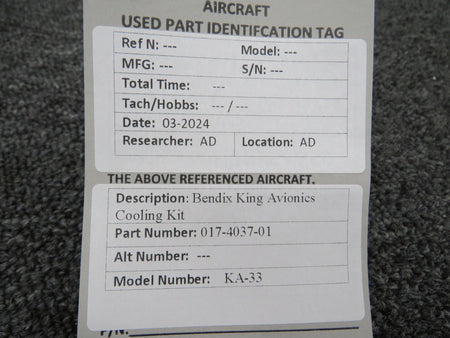 Bendix King 017-4037-01 Bendix King KA-33 Avionics Cooling Kit