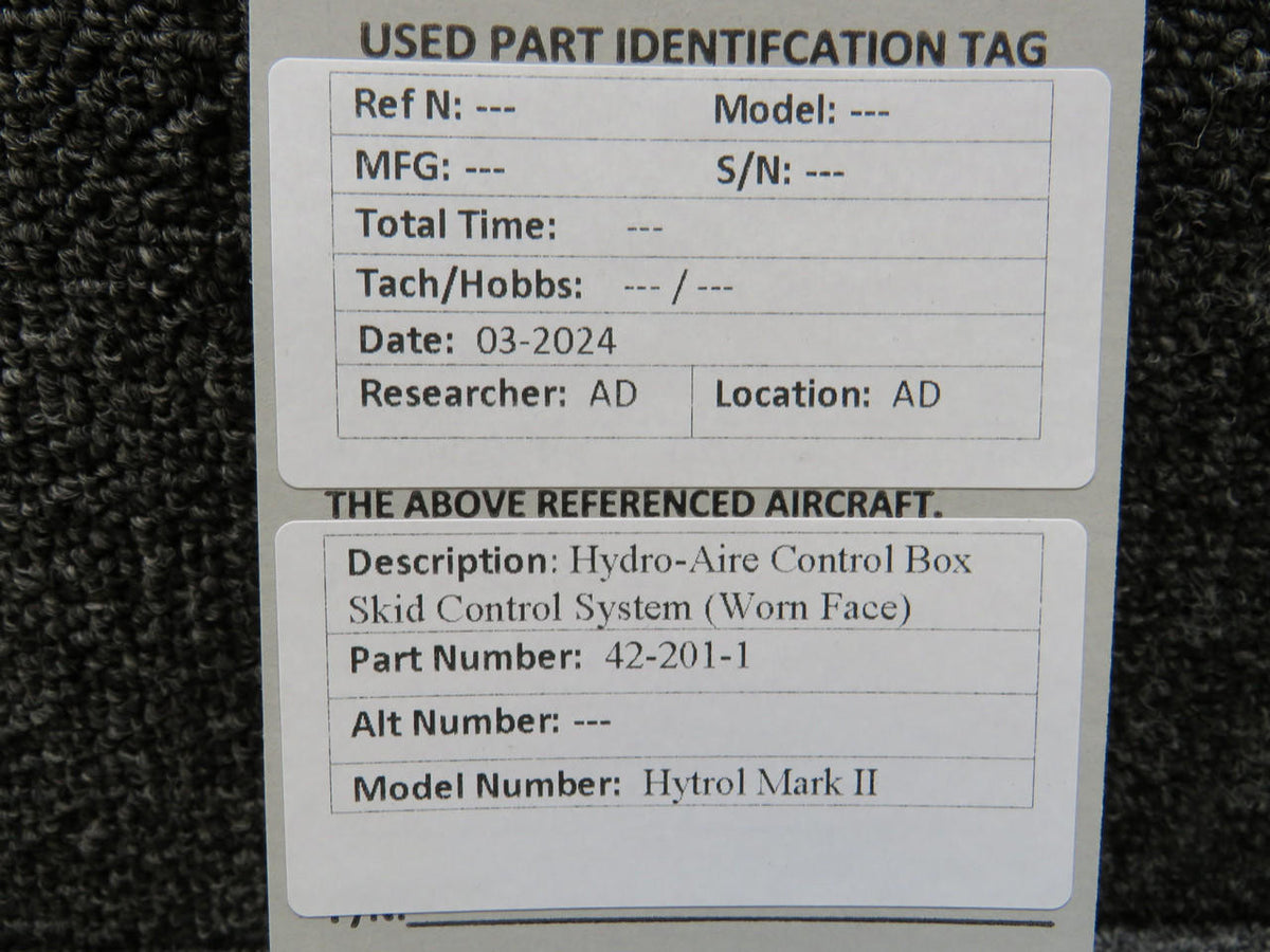 Hydro-Aire 42-201-1 Hydro-Aire Hytrol Mark II Control Box Skid Control System (Worn Face)