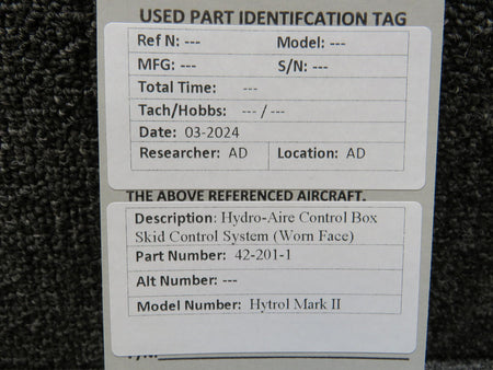 Hydro-Aire 42-201-1 Hydro-Aire Hytrol Mark II Control Box Skid Control System (Worn Face)