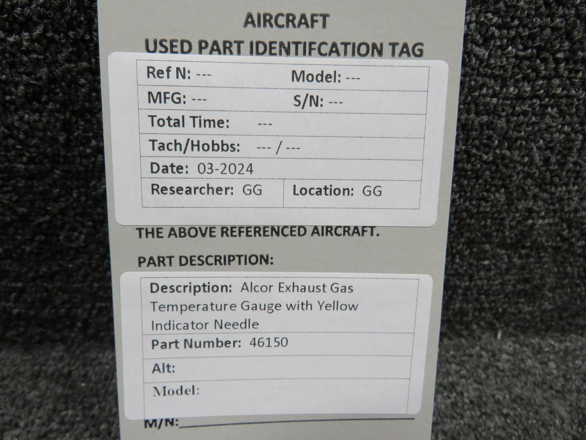Alcor 46150 Alcor Exhaust Gas Temperature Gauge with Yellow Indicator Needle