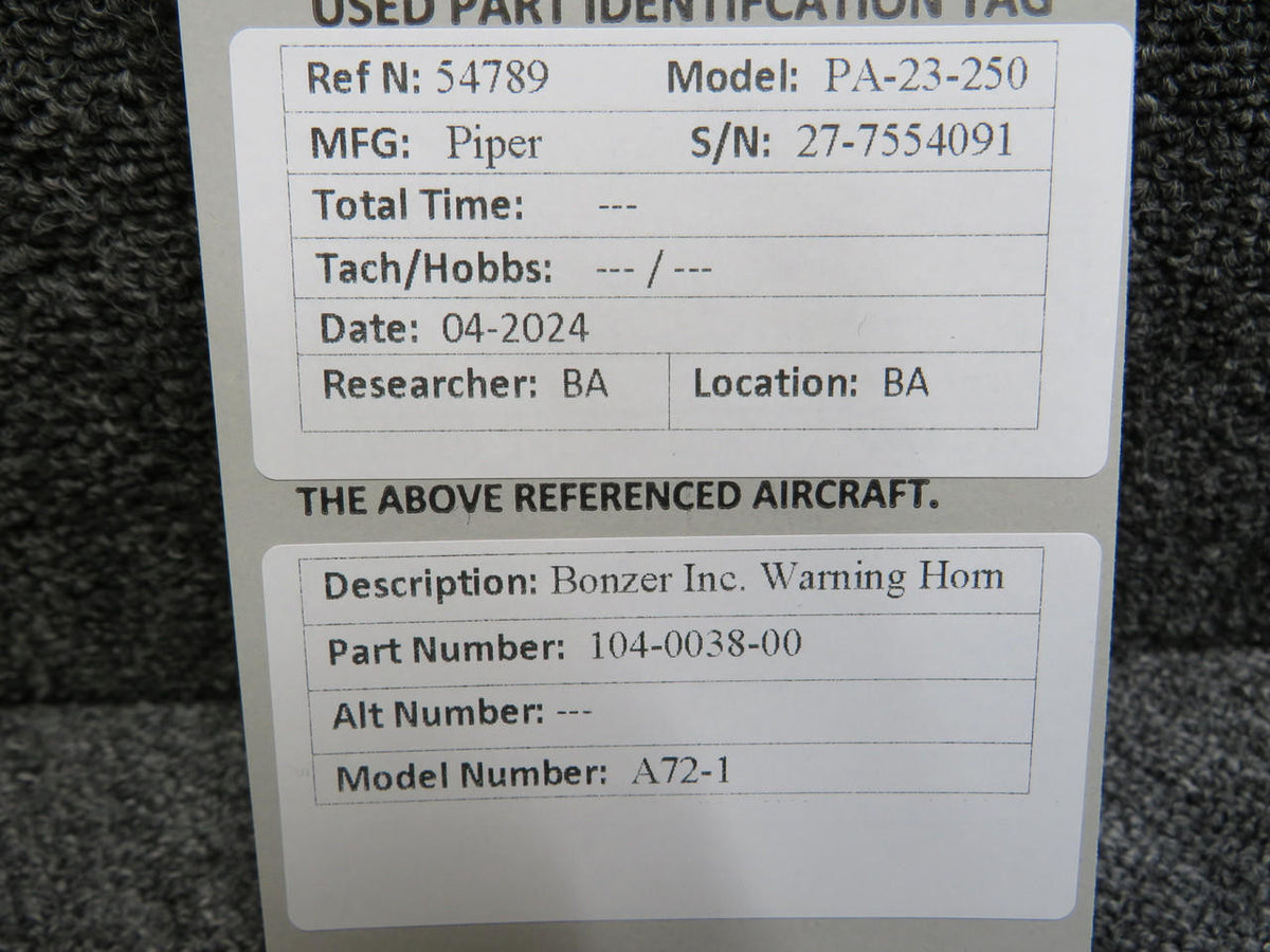 Bonzer 104-0038-00 Bonzer Inc. A72-1 Warning Horn