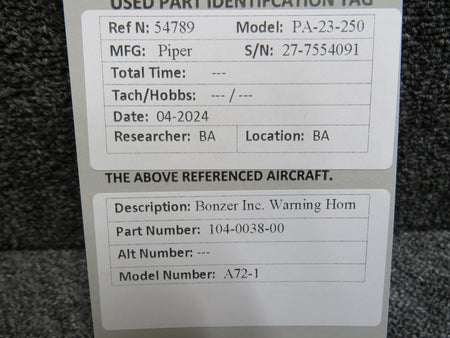 Bonzer 104-0038-00 Bonzer Inc. A72-1 Warning Horn