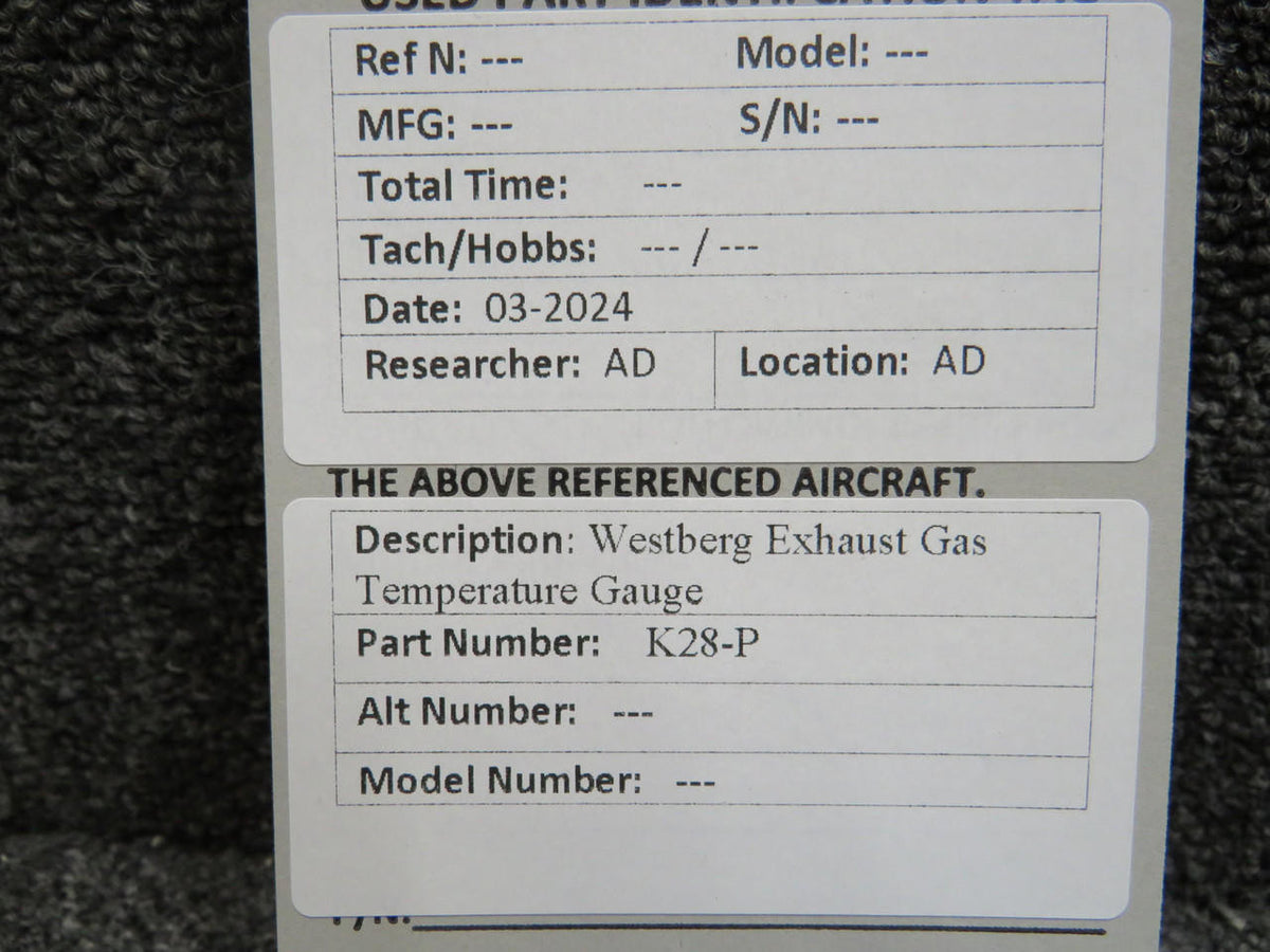 Westberg K28-P Westberg Exhaust Gas Temperature Indicator