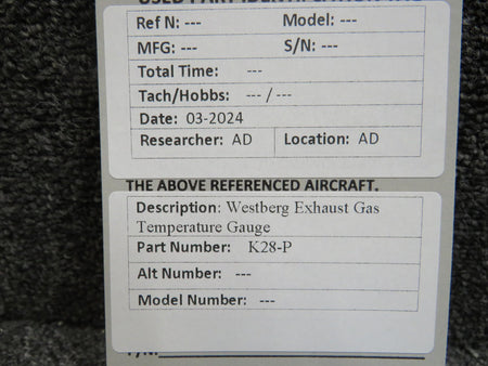 Westberg K28-P Westberg Exhaust Gas Temperature Indicator