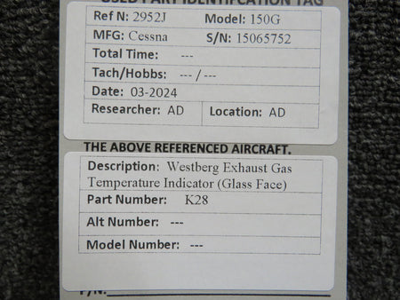 Westberg K28 Westberg Exhaust Gas Temperature Indicator (Glass Face)