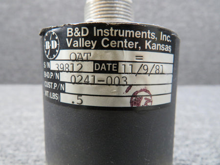 B and D Instruments 0241-003 B and D Instruments Outside Air Temperature Indicator (Worn Face)