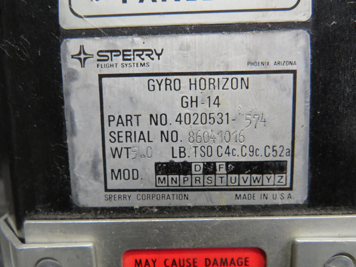 Sperry 4020531-574 Sperry GH-14 Gyro Horizon Indicator with Mods and Mount
