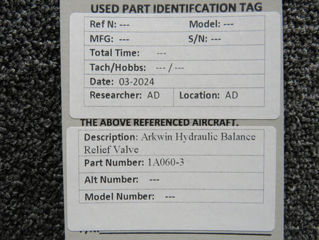 Arkwin 1A060-3 Arkwin Hydraulic Balance Relief Valve