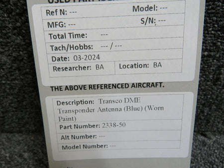 transco 2338-50 Transco DME Transponder Antenna (Blue) (Worn Paint)