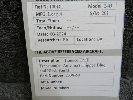 transco 2338-50 Transco DME Transponder Antenna (Chipped Blue and Black Paint)