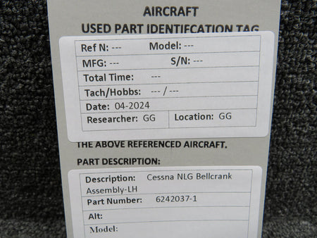 Cessna Aircraft Parts 6242037-1 Cessna Nose Gear Bellcrank Assembly LH