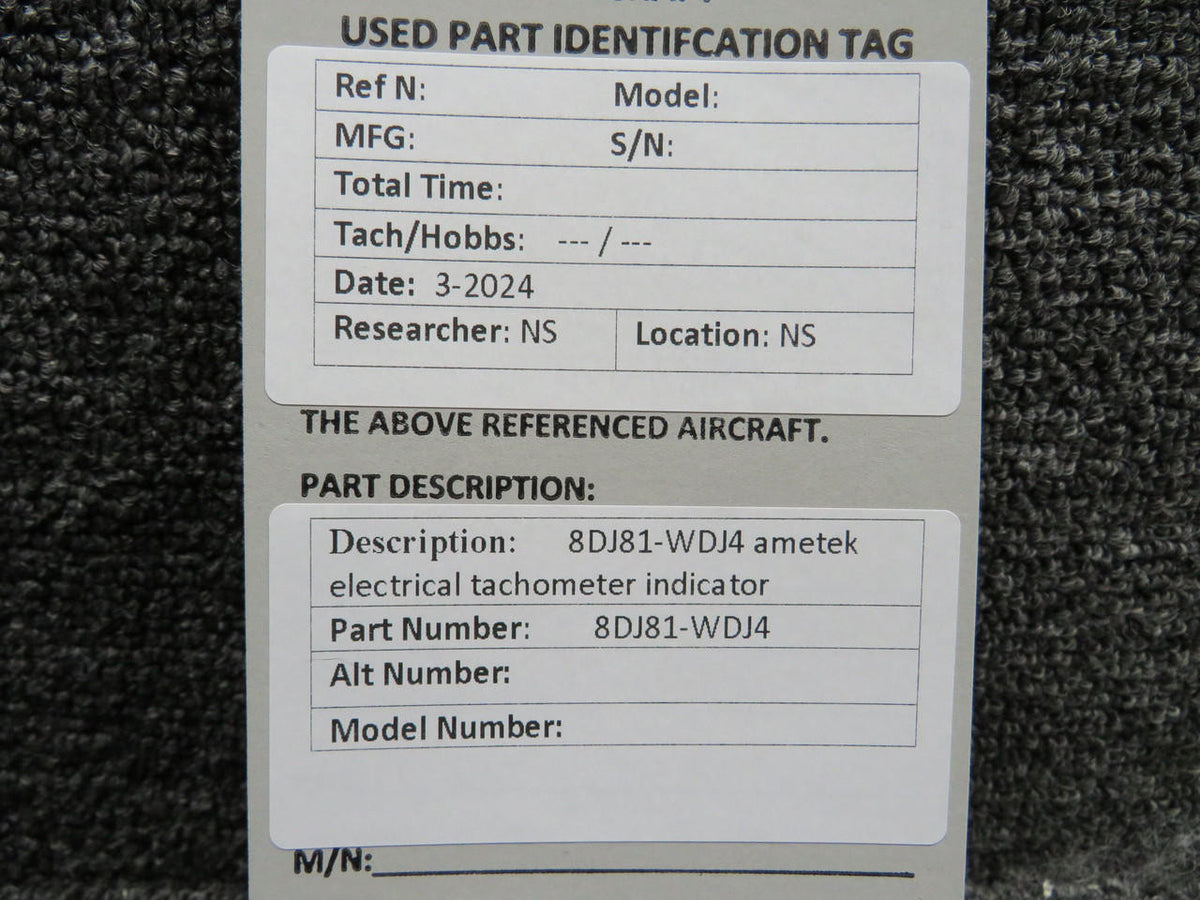 Ametek 8DJ81-WDJ4 Ametek Electrical Tachometer Indicator