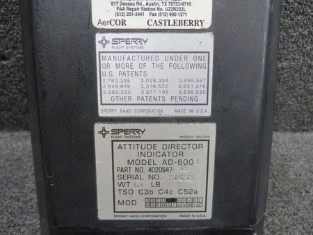 Sperry 4020547-905 Sperry AD-600B Attitude Director Indicator