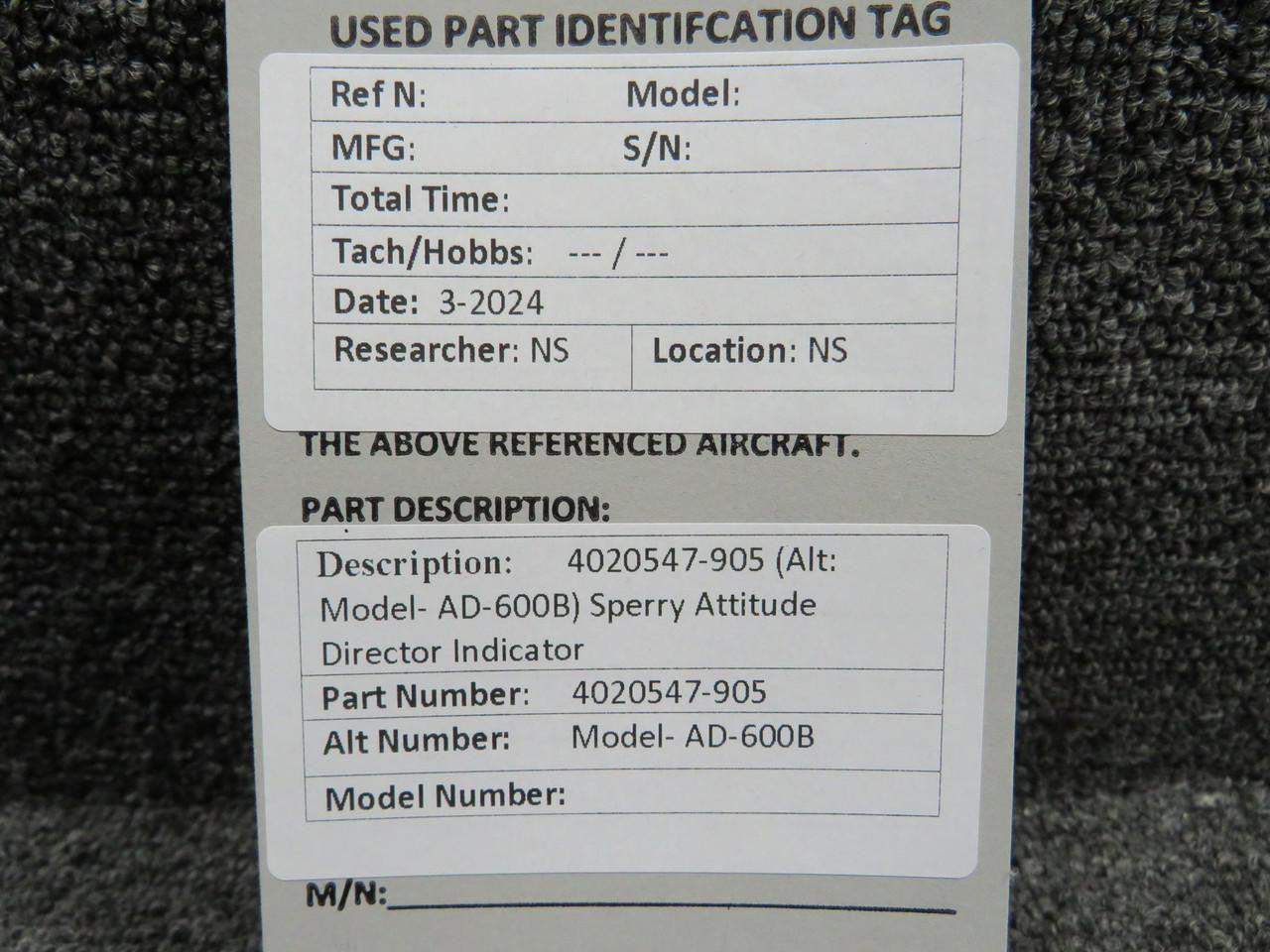 TDYページ 4020547-905 Sperry AD-600B Attitude Director Indicator – BAS Part