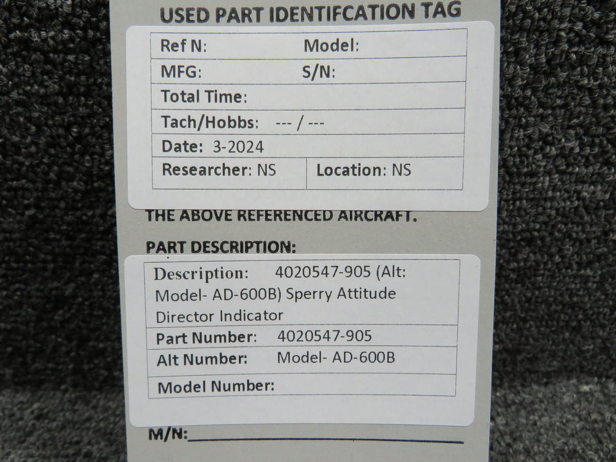 Sperry 4020547-905 Sperry AD-600B Attitude Director Indicator