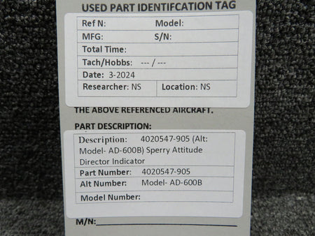 Sperry 4020547-905 Sperry AD-600B Attitude Director Indicator