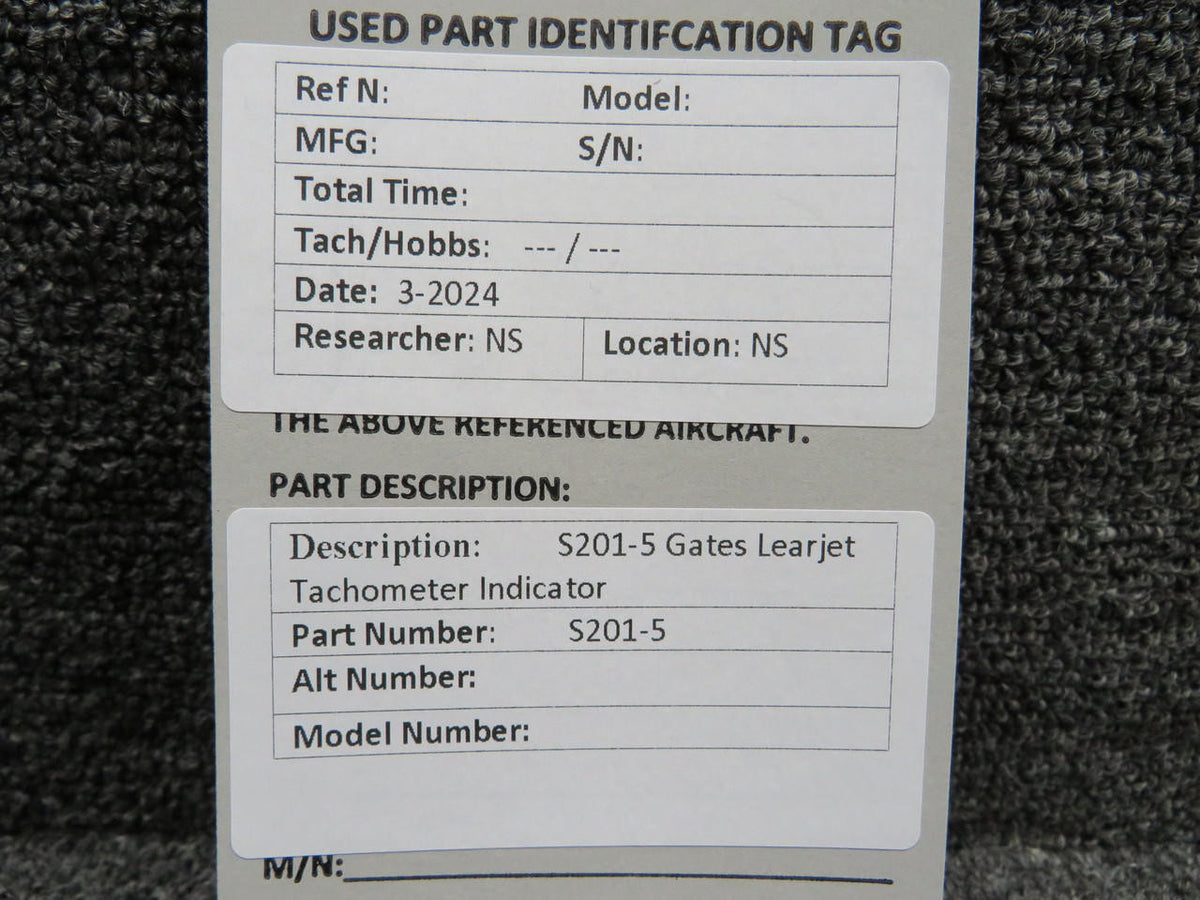 AIM S201-5 Gates Learjet Tachometer Indicator
