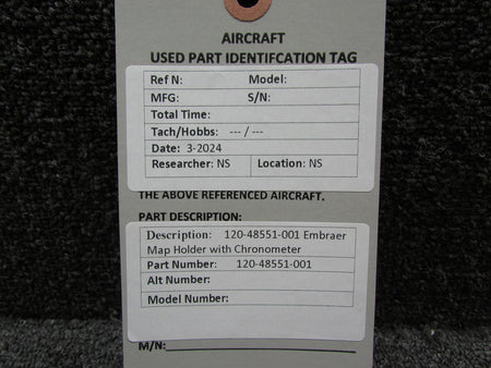 Embraer 120-48551-001 Embraer Map Holder with Chronometer