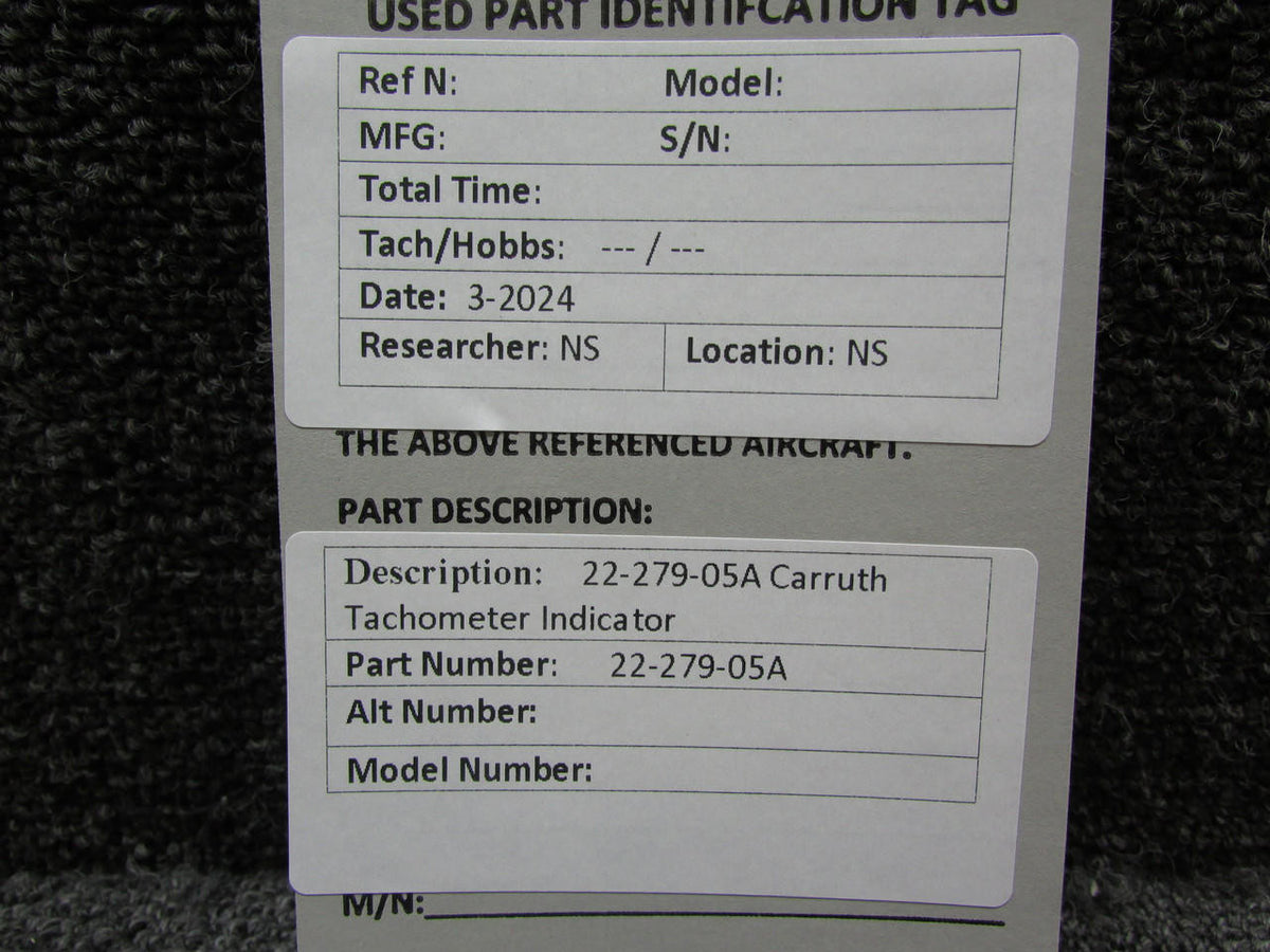 Carruth 22-279-05A Carruth Tachometer Indicator