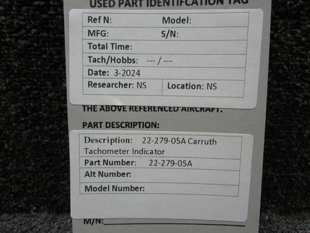 Carruth 22-279-05A Carruth Tachometer Indicator