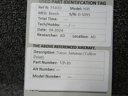 Narco VP-10  Narco Antenna (Yellow Paint)