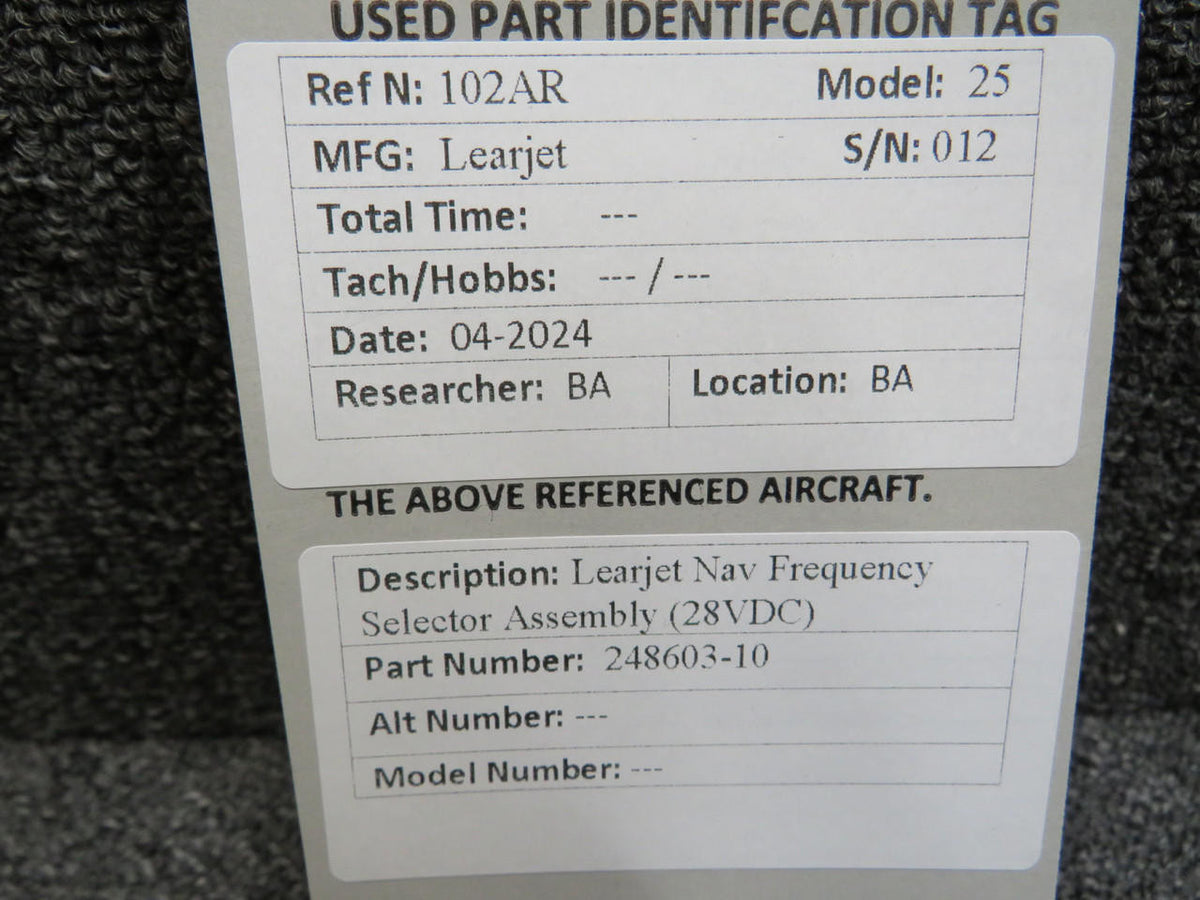 Learjet 248603-10 Learjet Nav Frequency Selector Assembly (28V)