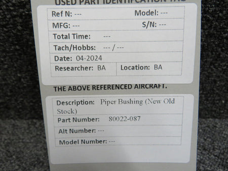 Piper Aircraft Parts 80022-087 Piper Bushing (New Old Stock)