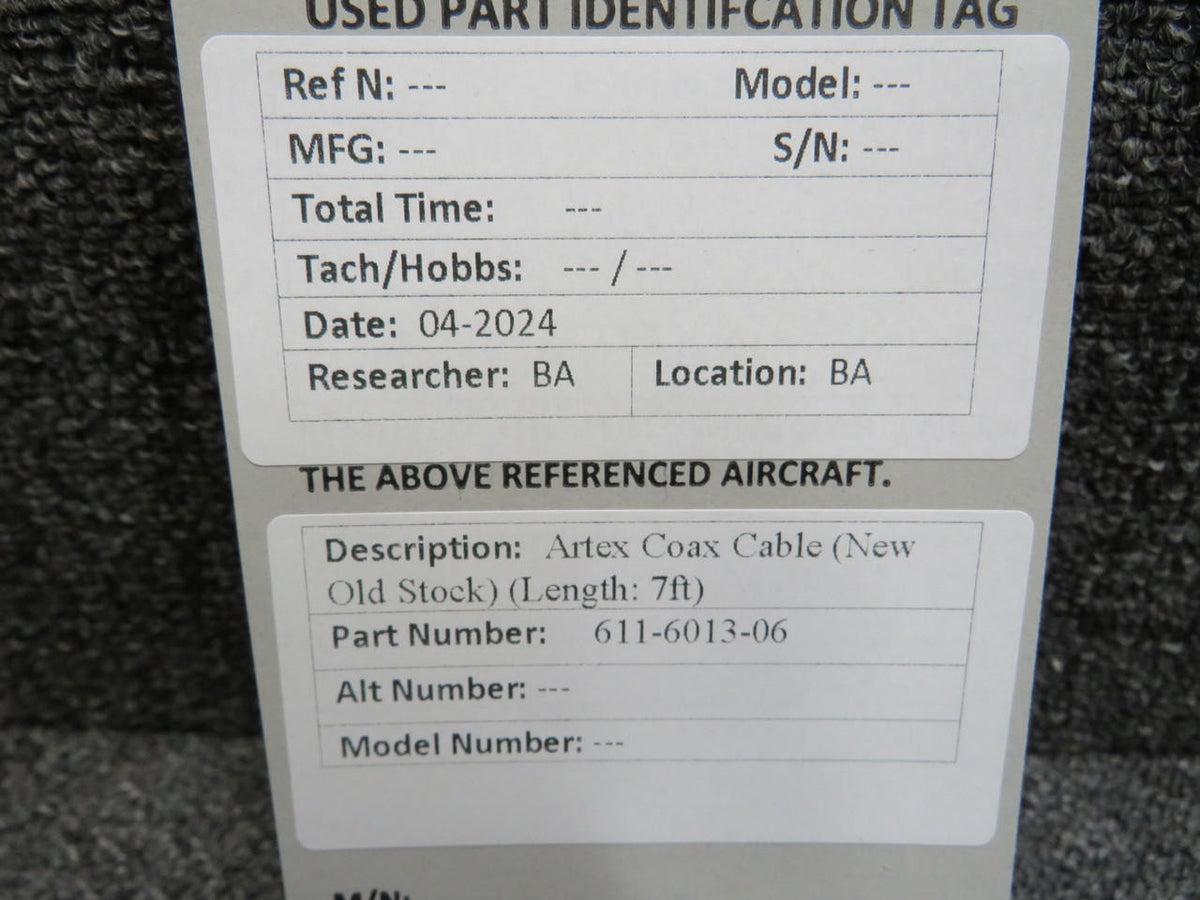 Artex 611-6013-06 Artex Coax Cable (Length: 7ft) (New Old Stock)