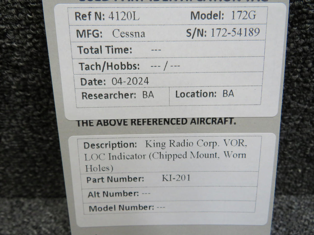 King Radio KI-201 King Radio VOR, LOC Indicator (Chipped Mount, Worn Holes)