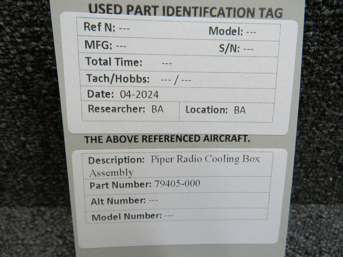 Piper Aircraft Parts 79405-000 Piper Radio Cooling Box Assembly