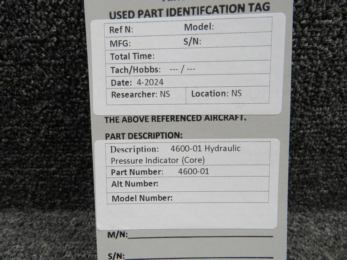 Does Not Apply 4600-01 Hydraulic Pressure Indicator (Core)