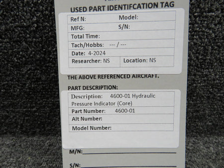 Does Not Apply 4600-01 Hydraulic Pressure Indicator (Core)