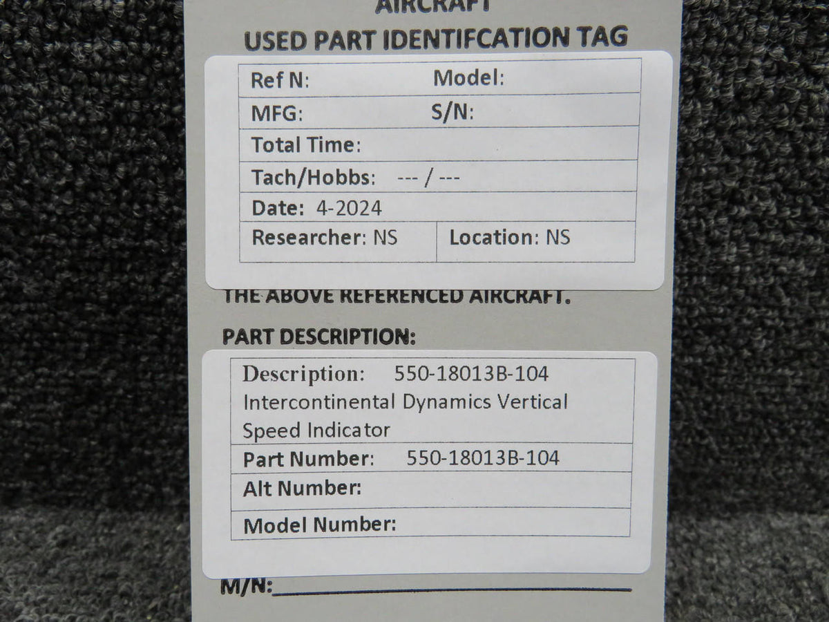 Intercontinental Dynamics Corp. 550-18013B-104 Intercontinental Dynamics Vertical Speed Indicator