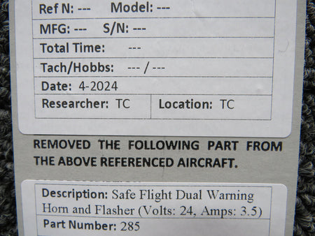 Safe Flight 285 Safe Flight Dual Warning Horn and Flasher (Volts: 24, Amps: 3.5)