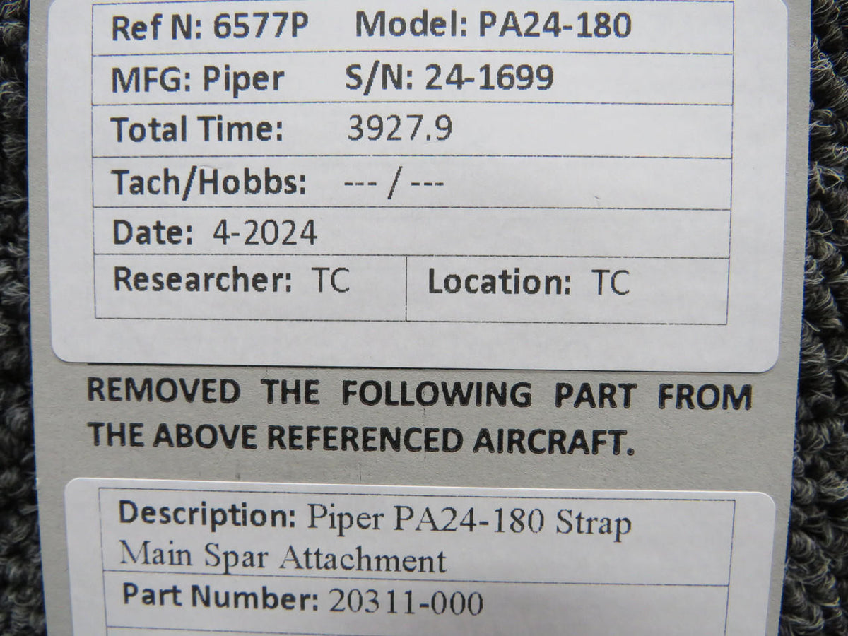 Piper Aircraft Parts 20311-000 Piper PA24-180 Strap Main Spar Attachment