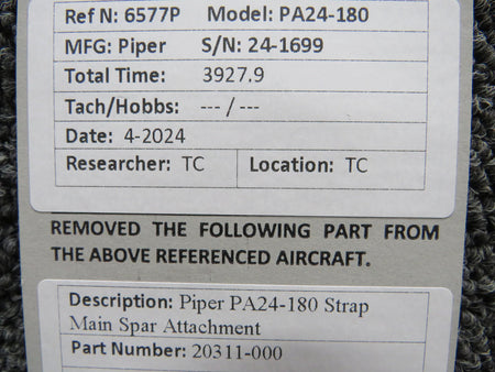 Piper Aircraft Parts 20311-000 Piper PA24-180 Strap Main Spar Attachment