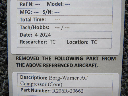 Borg-Warner R206R-20662 Borg-Warner AC Compressor (Core)