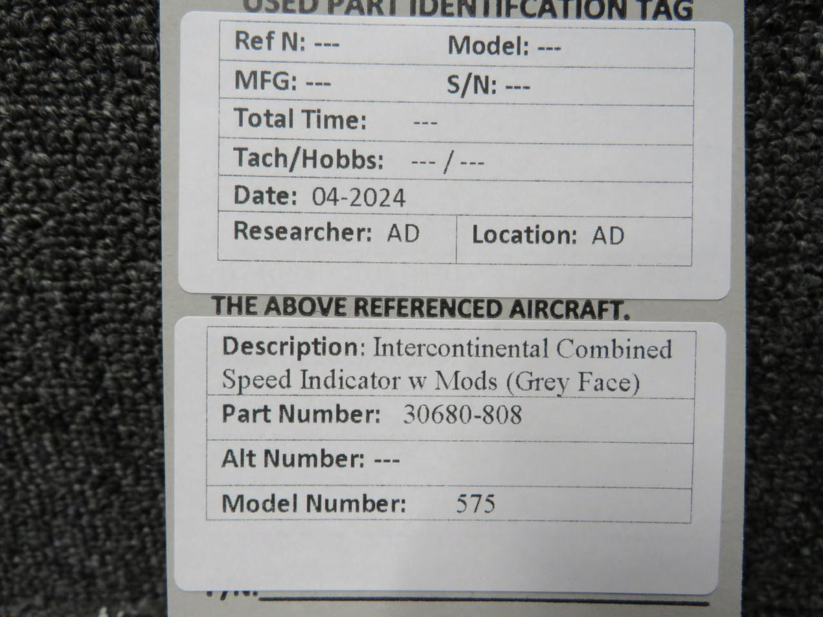 Intercontinental 30680-808 Intercontinental 575 Combined Speed Indicator w Mods (Grey Face)