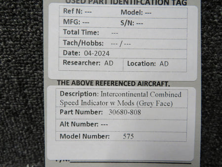 Intercontinental 30680-808 Intercontinental 575 Combined Speed Indicator w Mods (Grey Face)