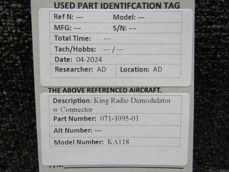 King Radio 071-1095-01 King Radio KA-118 Demodulator with Connector