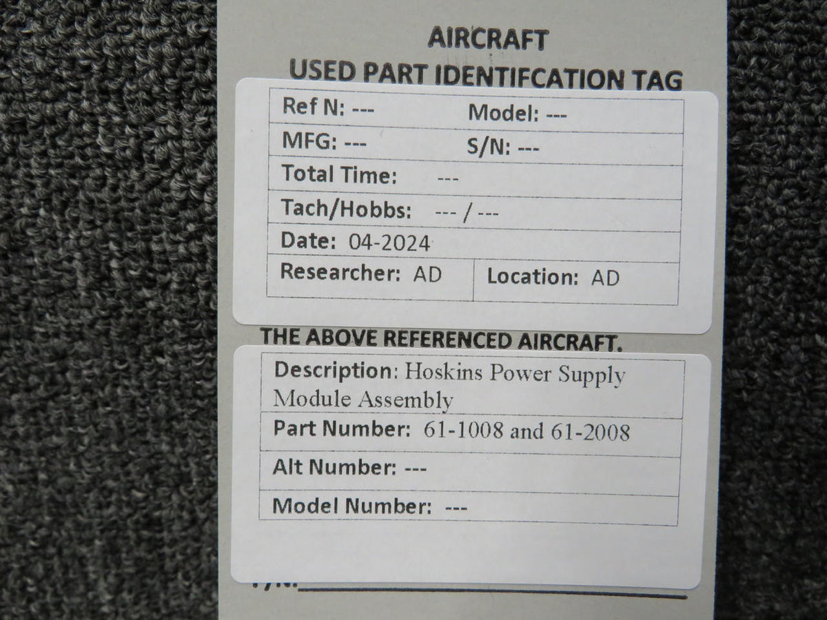 Hoskins 61-1008, 61-2008 Hoskins Power Supply Module Assembly