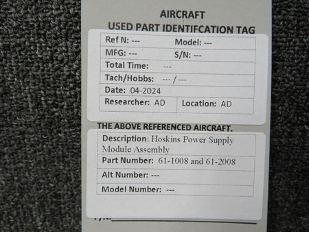 Hoskins 61-1008, 61-2008 Hoskins Power Supply Module Assembly
