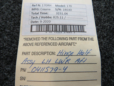 0411579-4 Cessna 170 Hinge Assembly LH LWR AFT