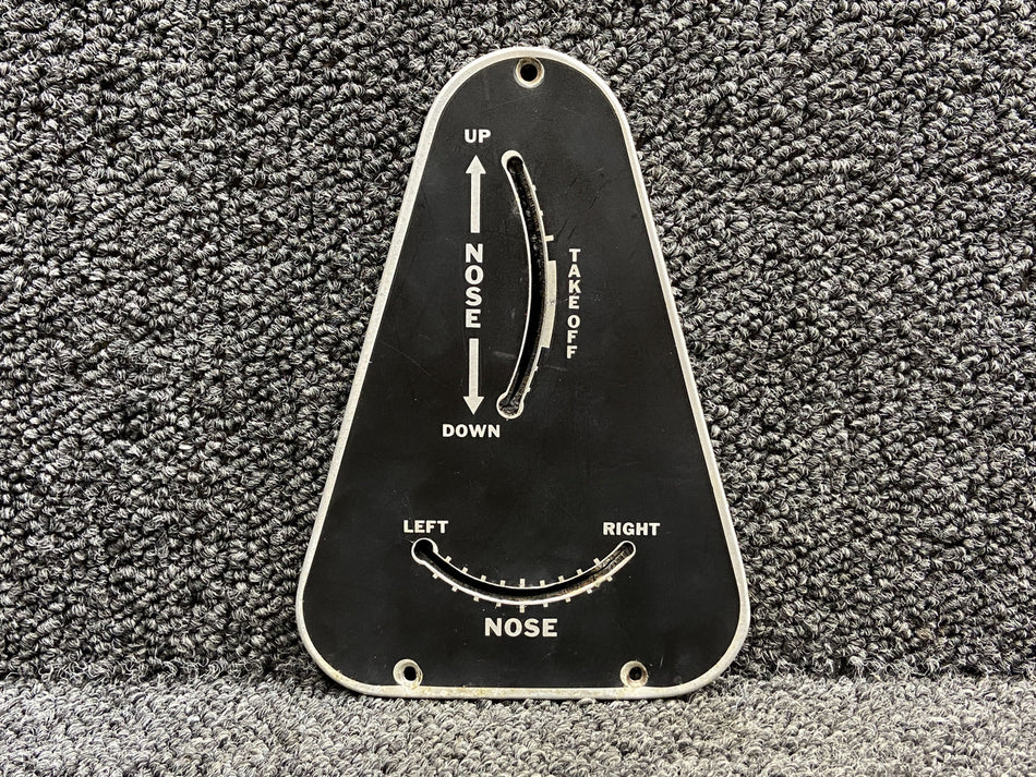 16853-000 (Use: 31108-003) Piper PA23-250 Tail Trim Indicator Placard