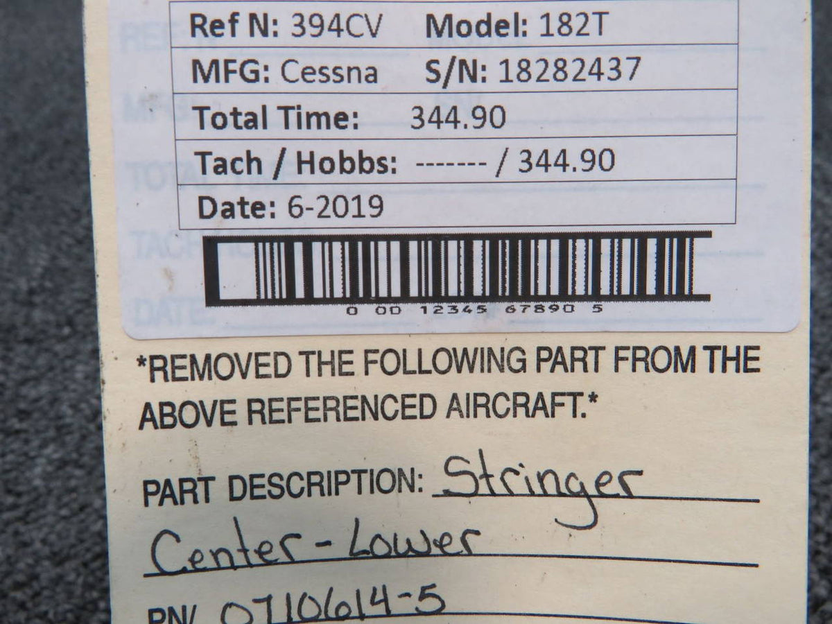 0710614-5 Cessna 182T Stringer Center - Lower BAS Part Sales | Airplane Parts