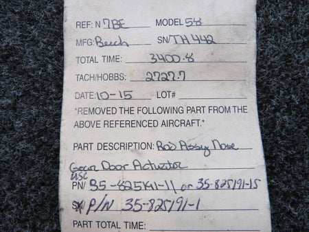 35-825191-1 (Use: 35-825191-11) Beech Nose Gear Door Actuator Rod Assembly BAS Part Sales | Airplane Parts