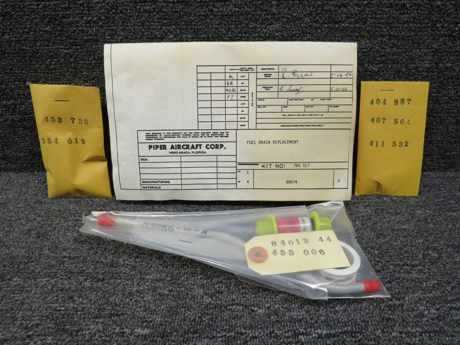 765-317 Piper Fuel Drain Replacement Kit (New Old Stock)