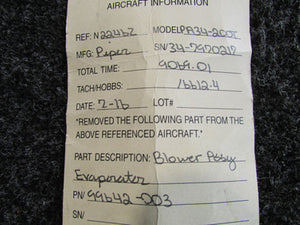 99642-003 Piper PA34-200T Blower Assembly Evaporator