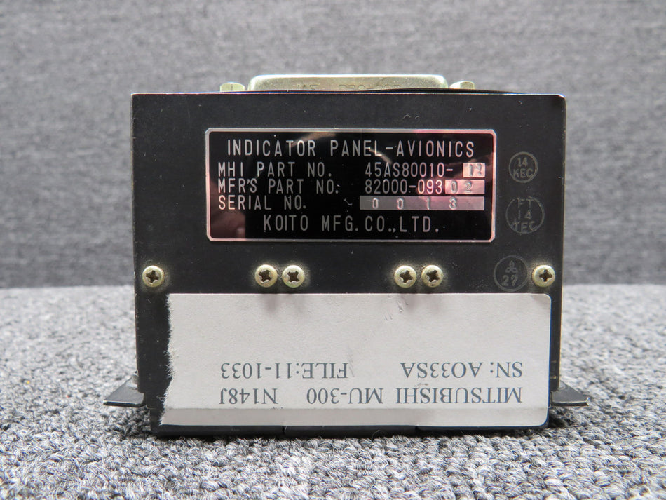 82000-09302 (Alt: 45AS80010-11) Koito Avionics Panel Indicator