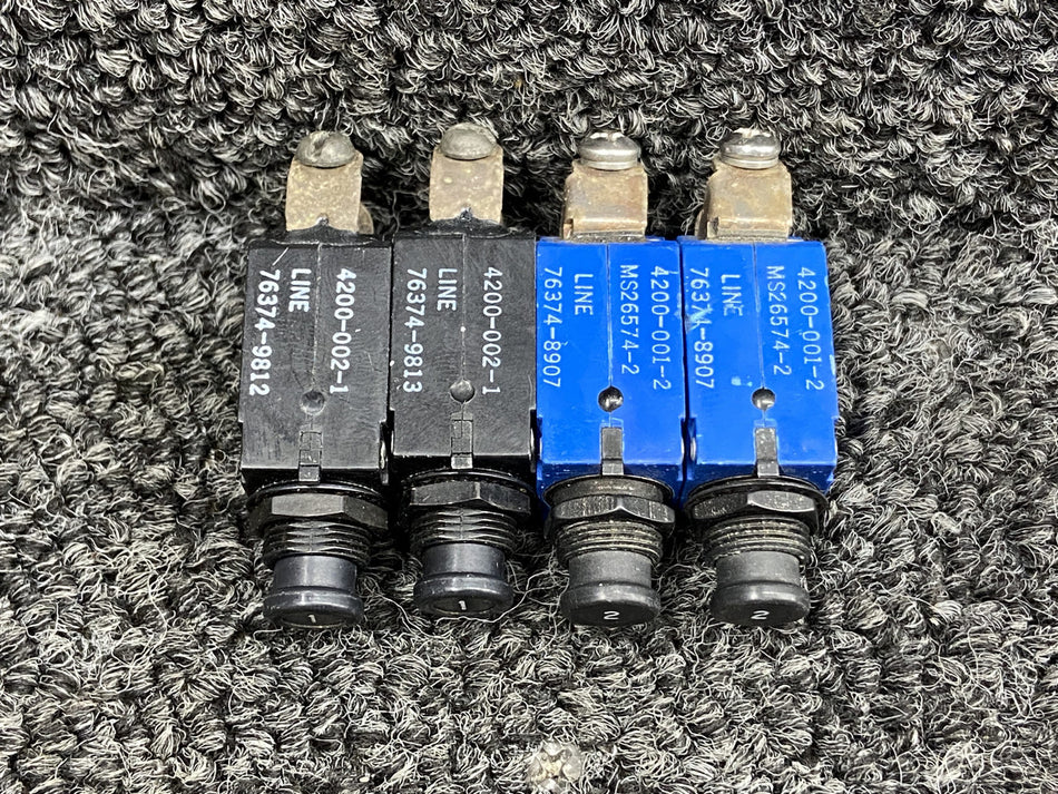 4200-002-1, 4200-001-2 Mechanical Push to Reset Circuit Breaker Set (Amps: 1, 2)